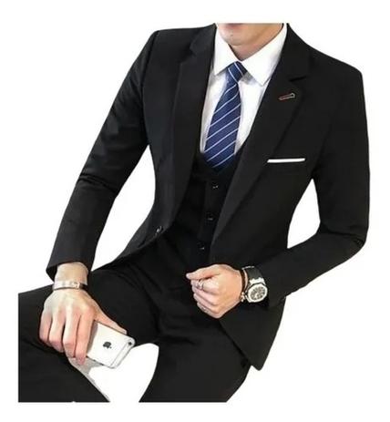 Terno Slim Masculino Oxford Preto - Paletó+Calça Tamanho EGG - 54 - Terra Forte Ternos Menor preço em Terno Slim Masculino Oxford Preto - Paletó+Calça Tamanho EGG - 54 - Terra Forte Ternos