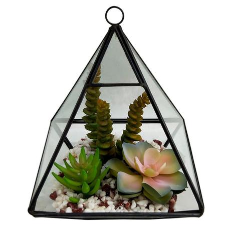 Terrário De Vidro E Metal Preto 16x16x20cm - Btc