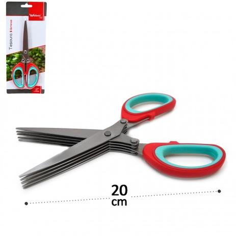 Tesoura 5 Lâminas Aço Inox Corta Temperos Legumes Ervas - Welmix Menor preço em Tesoura 5 Lâminas Aço Inox Corta Temperos Legumes Ervas - Welmix