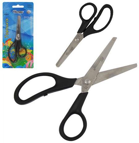 Tesoura escolar de inox 13cm - Western Menor preço em Tesoura escolar de inox 13cm - Western