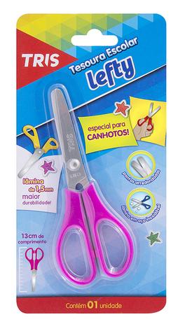 Tesoura Escolar Ponta Redonda Canhoto 13Cm Tris Menor preço em Tesoura Escolar Ponta Redonda Canhoto 13Cm Tris
