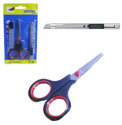 Tesoura multiuso kit com 3 peças estilete de metal e laminas - Blessed Menor preço em Tesoura multiuso kit com 3 peças estilete de metal e laminas - Blessed