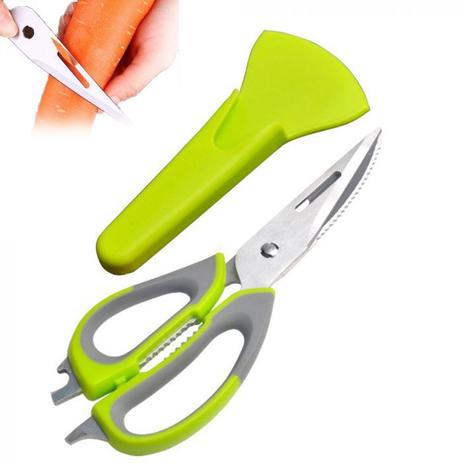 Tesoura Multiuso para Cozinha 10 em 1 Verde - Zgp Menor preço em Tesoura Multiuso para Cozinha 10 em 1 Verde - Zgp