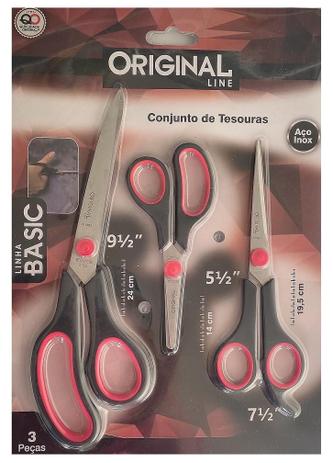 Tesouras Inox, Kit c/3, 24cm, 19,5cm, 14cm, Ref. SL0082, Original Line Menor preço em Tesouras Inox, Kit c/3, 24cm, 19,5cm, 14cm, Ref. SL0082, Original Line