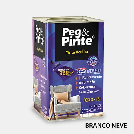 Menor preço em .: Tinta Acrílica Anti Mofo uso Interno Peg&Pinte Fosco (escolha sua cor) Eucatex - 18L :.