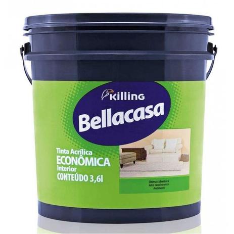 Tinta Acrilica Bellacasa Economica 3.6lt Gelo - Killing s.a. tintas e adesivos Menor preço em Tinta Acrilica Bellacasa Economica 3.6lt Gelo - Killing s.a. tintas e adesivos