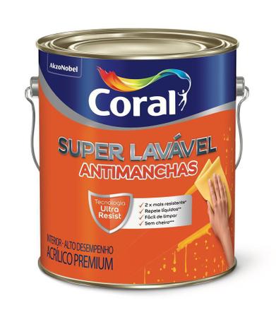 Tinta Acrílica Coral Super Lavável Eggshell Gelo Galão 3,6L Menor preço em Tinta Acrílica Coral Super Lavável Eggshell Gelo Galão 3,6L