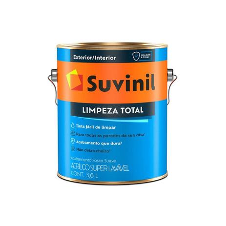 Tinta Acrílica Fosca Suave Limpeza Total Gelo 3,6 Litros - Suvinil Menor preço em Tinta Acrílica Fosca Suave Limpeza Total Gelo 3,6 Litros - Suvinil