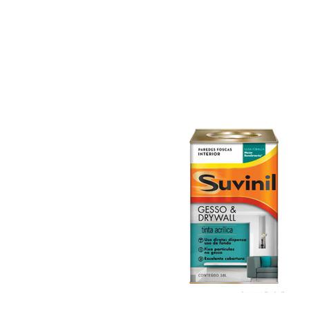 Tinta acrílica Gesso e Drywall branca 18L Suvinil Menor preço em Tinta acrílica Gesso e Drywall branca 18L Suvinil