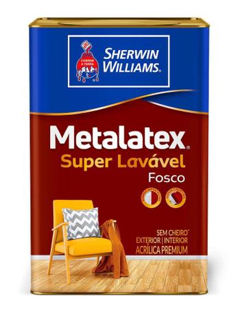 Tinta Acrílica Metalatex Super Lavável Sherwin Williams Fosco 18L - Sherwin Williams. Menor preço em Tinta Acrílica Metalatex Super Lavável Sherwin Williams Fosco 18L - Sherwin Williams.