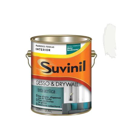 Tinta Acrílica para Gesso E Drywall Branca 3,6 Litros - Suvinil Menor preço em Tinta Acrílica para Gesso E Drywall Branca 3,6 Litros - Suvinil