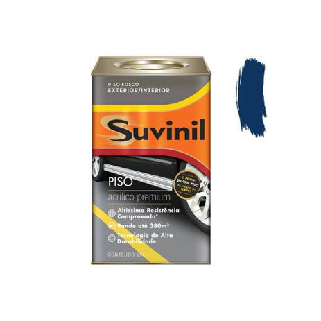 Tinta Acrílica Premium Fosca para Piso Azul 18 Litros - Suvinil Menor preço em Tinta Acrílica Premium Fosca para Piso Azul 18 Litros - Suvinil