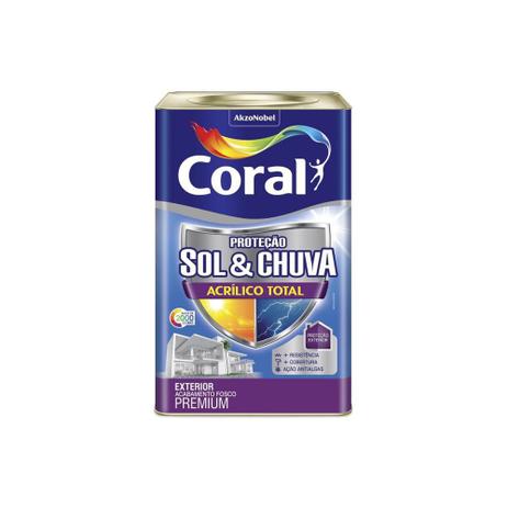 Tinta Acrílica Premium Fosca Proteção Sol Chuva Algodão Egípcio 18 Litros - Coral Menor preço em Tinta Acrílica Premium Fosca Proteção Sol Chuva Algodão Egípcio 18 Litros - Coral