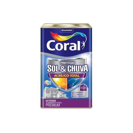Tinta Acrílica Premium Fosca Proteção Sol & Chuva Branco 18 Litros - Coral Menor preço em Tinta Acrílica Premium Fosca Proteção Sol & Chuva Branco 18 Litros - Coral