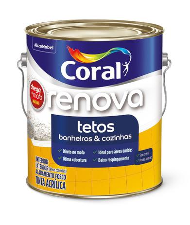 Tinta Acrílica Renova Tetos Coral Branco Fosco Galão 3,6 Litros Menor preço em Tinta Acrílica Renova Tetos Coral Branco Fosco Galão 3,6 Litros