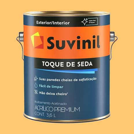 Tinta Acrilica Suvinil Amarelo Canário Acetinado Toque de Seda 3,6 LT Menor preço em Tinta Acrilica Suvinil Amarelo Canário Acetinado Toque de Seda 3,6 LT