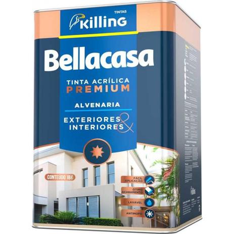 Tinta Bellacasa Acrilica Premium 18 Litros Branco - Killing s.a. tintas e adesivos Menor preço em Tinta Bellacasa Acrilica Premium 18 Litros Branco - Killing s.a. tintas e adesivos