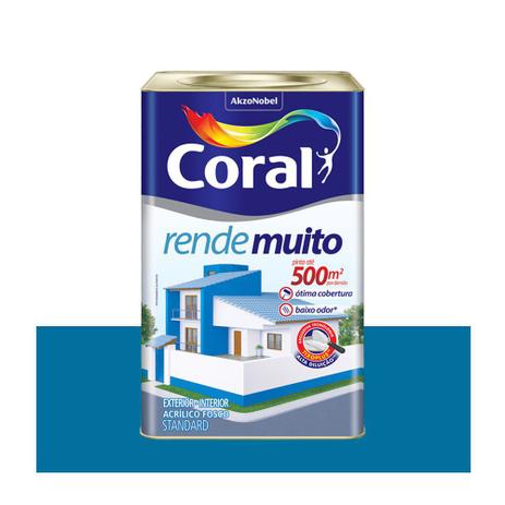 Menor preço em Tinta Coral Rende Muito Acrílica Fosca Azul Profundo 18 Litros