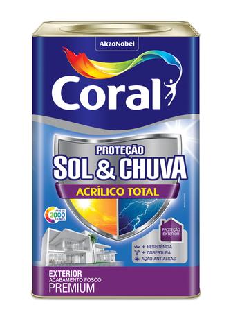 Tinta Coral Sol e Chuva Fosca Acrílico Total Branco 18 Litros Menor preço em Tinta Coral Sol e Chuva Fosca Acrílico Total Branco 18 Litros