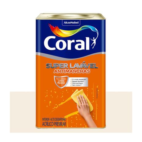 Tinta Coral Super Lavável Acrílica Eggshell Branco 18 Litros Menor preço em Tinta Coral Super Lavável Acrílica Eggshell Branco 18 Litros
