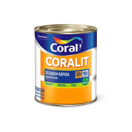 Tinta Esmalte Acetinada Branca 900ml - Coral Menor preço em Tinta Esmalte Acetinada Branca 900ml - Coral