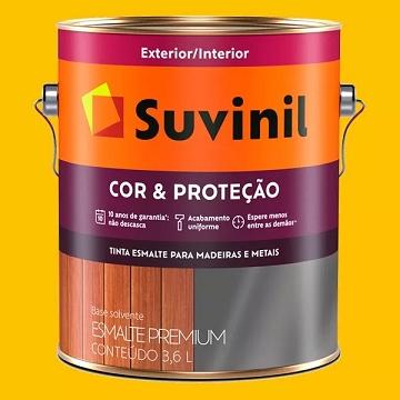 Tinta Esmalte Brilhante Amarelo Ouro Suvinil Premium 3,6 Litros Menor preço em Tinta Esmalte Brilhante Amarelo Ouro Suvinil Premium 3,6 Litros