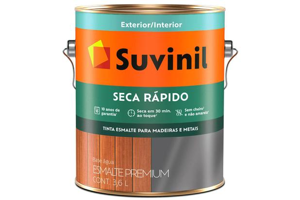 Tinta Esmalte Seca Rápido Acetinado Branco 3,6 Litros - Suvinil Menor preço em Tinta Esmalte Seca Rápido Acetinado Branco 3,6 Litros - Suvinil