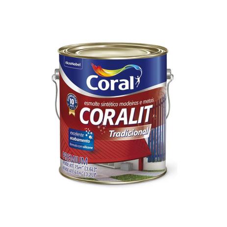 Tinta Esmalte Sintético Premium Brilhante Coralit Tradicional Amarelo 3,6 Litros Menor preço em Tinta Esmalte Sintético Premium Brilhante Coralit Tradicional Amarelo 3,6 Litros
