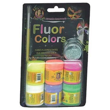 Tinta Facial Kit 6 Cores Fluor+pincel E P Gliter Rostinho Pintado Menor preço em Tinta Facial Kit 6 Cores Fluor+pincel E P Gliter Rostinho Pintado