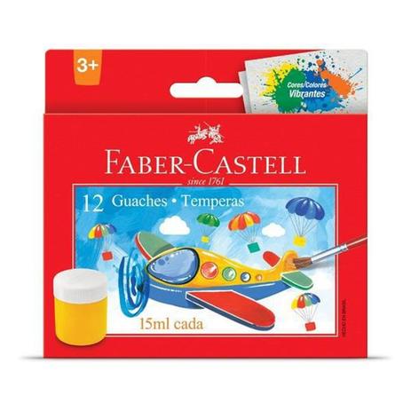 Tinta Guache 15ml com 12 Cores Faber Castell Menor preço em Tinta Guache 15ml com 12 Cores Faber Castell