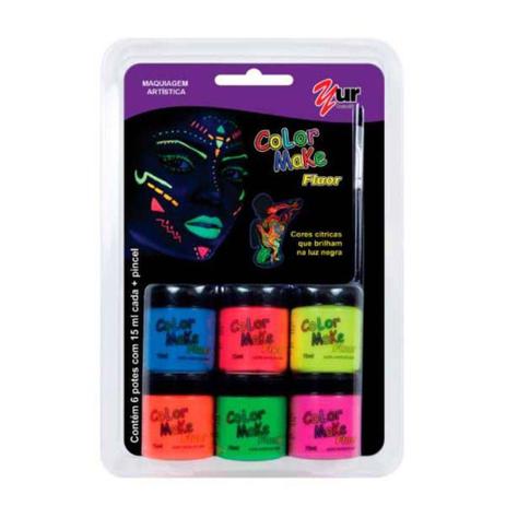 Tinta Líquida Fluorescente 6 Cores Cítricas - Neon Facial - Yur Menor preço em Tinta Líquida Fluorescente 6 Cores Cítricas - Neon Facial - Yur
