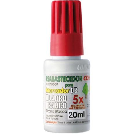 Tinta Marcador Quadro Branco Reabastecedor 0020ML Vermelho Compactor Menor preço em Tinta Marcador Quadro Branco Reabastecedor 0020ML Vermelho Compactor