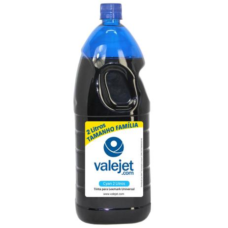 Tinta para Cartucho Lexmark Universal Cyan Corante 2 Litros Valejet Menor preço em Tinta para Cartucho Lexmark Universal Cyan Corante 2 Litros Valejet