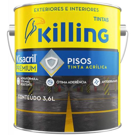 Tinta Piso Acrilica Kisacril 3,6lt Branco - KILLING S.A. TINTAS E ADESIVOS Menor preço em Tinta Piso Acrilica Kisacril 3,6lt Branco - KILLING S.A. TINTAS E ADESIVOS