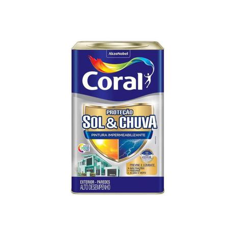 Tinta Proteção Sol E Chuva Impermeabilizante Base 18 Litros - Coral Menor preço em Tinta Proteção Sol E Chuva Impermeabilizante Base 18 Litros - Coral