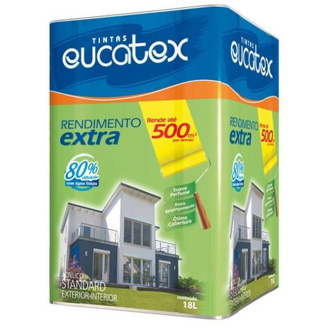 Tinta Rendimento Extra Acrilico Branco 18L Eucatex Menor preço em Tinta Rendimento Extra Acrilico Branco 18L Eucatex