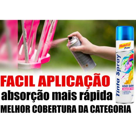 Tinta Spray Azul Metálico Mundial prime 400ml Uso Geral Menor preço em Tinta Spray Azul Metálico Mundial prime 400ml Uso Geral