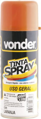Tinta spray laranja 200ml/110g - Vonder Menor preço em Tinta spray laranja 200ml/110g - Vonder