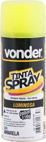 Tinta spray luminosa amarelo 200ml/110g - Vonder Menor preço em Tinta spray luminosa amarelo 200ml/110g - Vonder