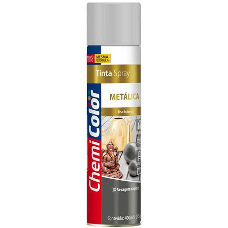 Tinta Spray Metálica Prata 400Ml Chemicolor Menor preço em Tinta Spray Metálica Prata 400Ml Chemicolor