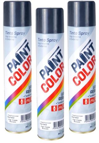 Tinta Spray Paintcolor Uso Geral Cinza Escuro 400ml 3 Unidades Menor preço em Tinta Spray Paintcolor Uso Geral Cinza Escuro 400ml 3 Unidades