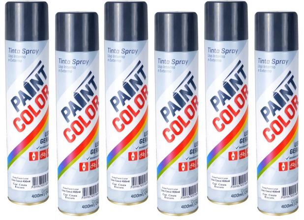 Tinta Spray Paintcolor Uso Geral Cinza Escuro 400ml 6 Unidades Menor preço em Tinta Spray Paintcolor Uso Geral Cinza Escuro 400ml 6 Unidades