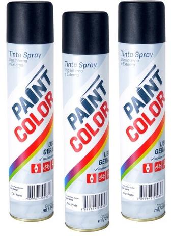 Tinta Spray Paintcolor Uso Geral Preto Brilhante 400ml 3 Unidades Menor preço em Tinta Spray Paintcolor Uso Geral Preto Brilhante 400ml 3 Unidades