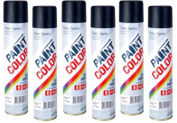 Tinta Spray Paintcolor Uso Geral Preto Brilhante 400ml 6 Unidades Menor preço em Tinta Spray Paintcolor Uso Geral Preto Brilhante 400ml 6 Unidades