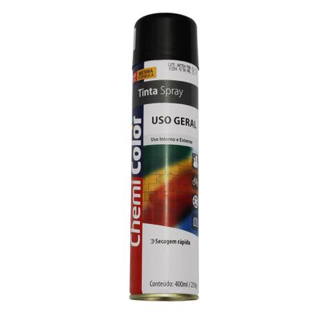 Tinta Spray Preto Brilhante 400ml - CHEMICOLOR Menor preço em Tinta Spray Preto Brilhante 400ml - CHEMICOLOR