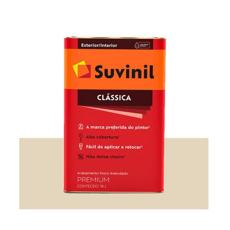 Tinta Suvinil Clássica Premium Maxx PVA 18 litros palha Menor preço em Tinta Suvinil Clássica Premium Maxx PVA 18 litros palha