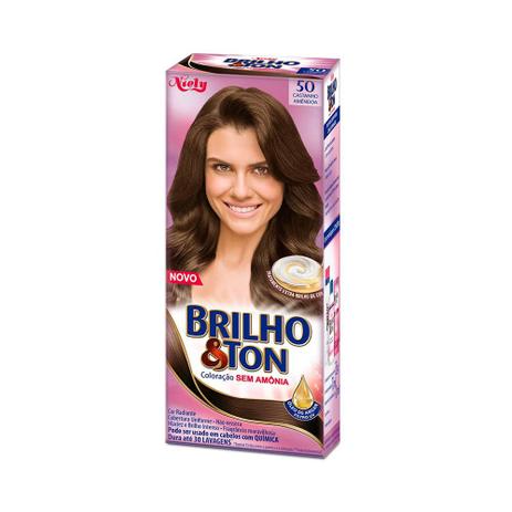Tintura Brilho & Ton Kit 5.0 Castanho Amêndoa Sem Amônia 35g - Brilho&Ton Menor preço em Tintura Brilho & Ton Kit 5.0 Castanho Amêndoa Sem Amônia 35g - Brilho&Ton