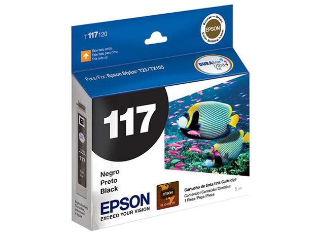 Cartucho de Tinta Epson Preto T117120 - Original P/ T23, 24, TX105, TX115 Menor preço em Cartucho de Tinta Epson Preto T117120 - Original P/ T23, 24, TX105, TX115