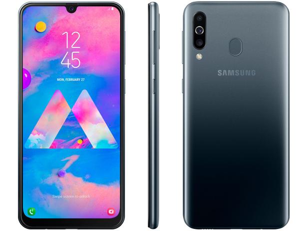 Smartphone Samsung Galaxy M30 64GB Preto 4G - 4GB RAM Tela 6,4” Câm. Tripla + Câm. Selfie 16MP Menor preço em Smartphone Samsung Galaxy M30 64GB Preto 4G - 4GB RAM Tela 6,4” Câm. Tripla + Câm. Selfie 16MP