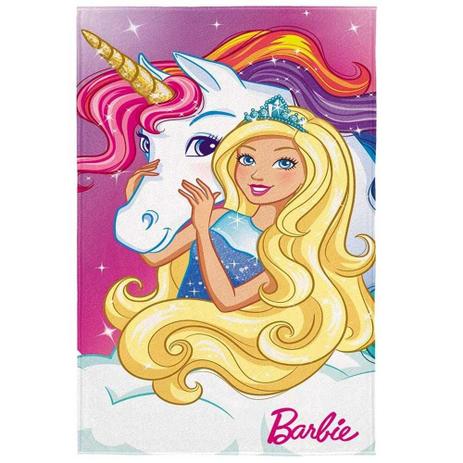 Toalha aveludada infantil menina Lepper Reinos Mágicos Barbie e seu Unicórnio Menor preço em Toalha aveludada infantil menina Lepper Reinos Mágicos Barbie e seu Unicórnio